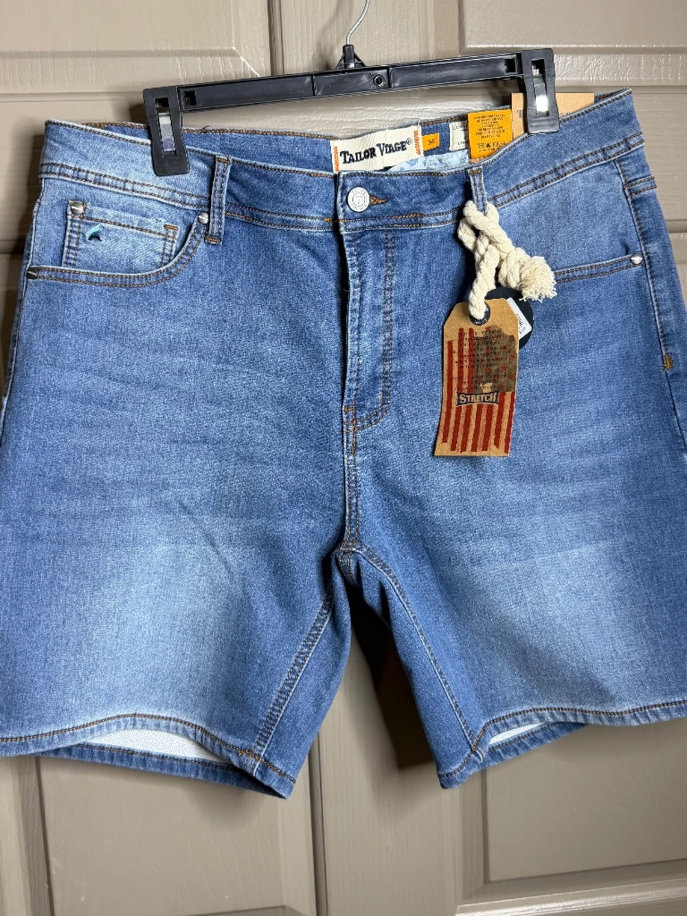 Tailor Vintage Men’s Stretch Denim Shorts Size 34 Blue NWT